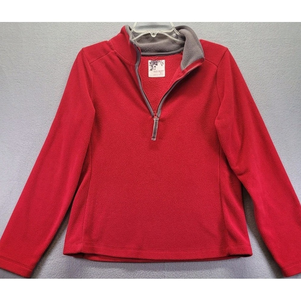 Old Navy Teddy Sweater Womens Size Small Red 1/4 Zip Casual Soft Comfy LS Fleece - Picture 9 of 9